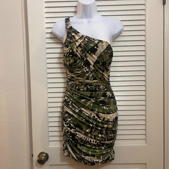 Windsor Dresses & Skirts - Windsor One Shoulder Camo Ruched Mini Dress NWOT